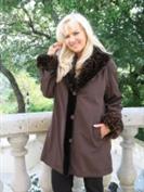 Costabella Reversible Brown Sheared Mink Coat With Leopard Print Shawl Collar and Cuffs