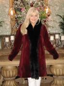 Pretty in Ruby Sheared Beaver Coat With Fox Tuxedo