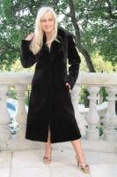 Elegant Brown Sheared Mink Coat With Longhair Mink Trim Shawl Collar