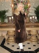 Vibrant Sophisticate Tan Sheared Mink With Longhair Mink Collar
