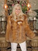 Flamming Beauty Red Fox Coat With White Tips On The Cross Cut Collar
