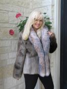 Fun Blonde Longhair Beaver Jacket With Crystal Fox Trim