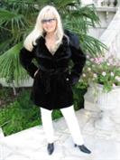 Claudine Black Sheared Mink Coat With Napolian Notch Collar And Sash Belt