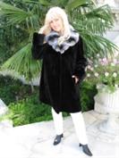 Natural Beauty Black Sheared Mink Coat With Natural Chinchilla Collar