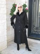 Black Suede Diamond Spanish Merino Shearling Sheepskin Coat With Beautiful Embroidery - Sizes 8 & 18