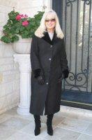 Black Suede Spanish Merino Shearling Sheepskin Coat - Size 12 Tall