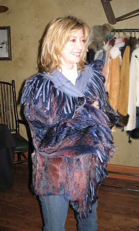Sharon Lawrence wearing Reversible Fox with Intense Fringe Model 68F SOLD OUT