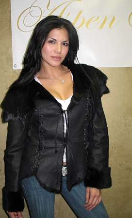 Joyce Giraud wearing Black Rabbit Jacket Model 471