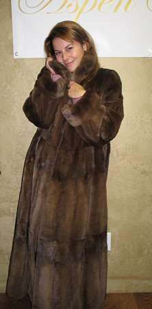 Juliet Rogulewski wearing Sheared Mink Coat Model 2113 SOLD OUT