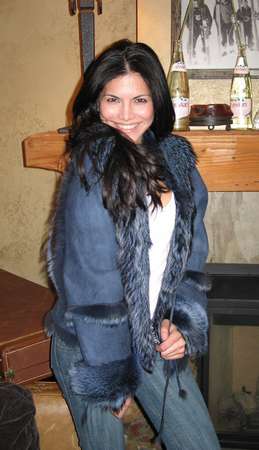 Joyce Giraud wearing Blue Dyed Fox with Fox Trim Model 140 SOLD OUT