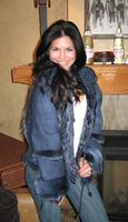 Joyce Giraud wearing Blue Dyed Fox with Fox Trim Model 140 SOLD OUT